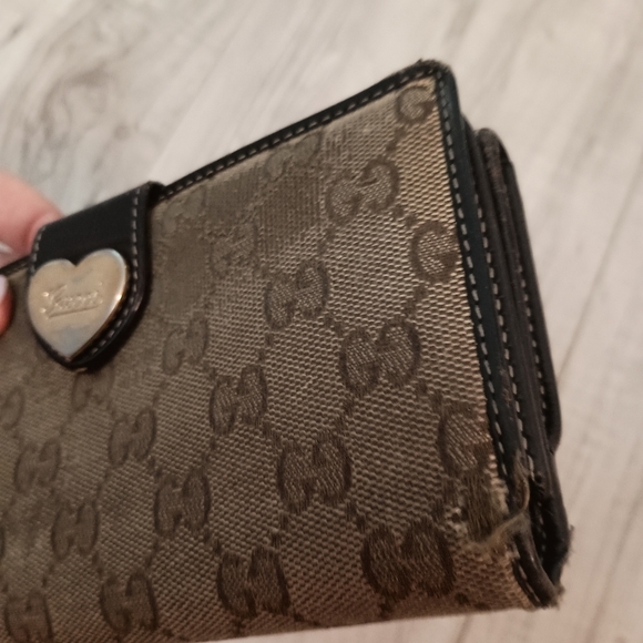 Auth GUCCI GG Canvas & Leather Brown Bifold Long Wallet Purse Women's - Picture 4 of 16